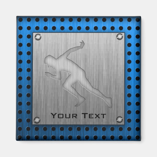 Running; Brushed Metal-look Magnet (Front)