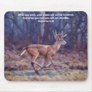 Running Buck Deer Nature Faith Proverbs Mouse Pad