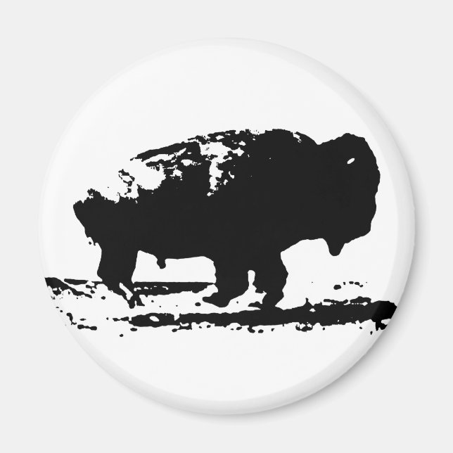 Running Buffalo Bison Pop Art Magnet (Front)
