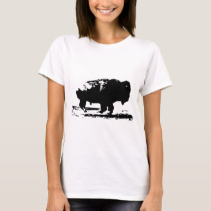Running Buffalo Bison Pop Art T-Shirt