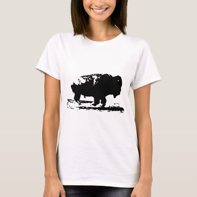 Running Buffalo Bison Pop Art T-Shirt (Front)