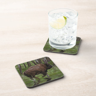 Running Buffalo & Forest, Bison-lover's Design Coaster
