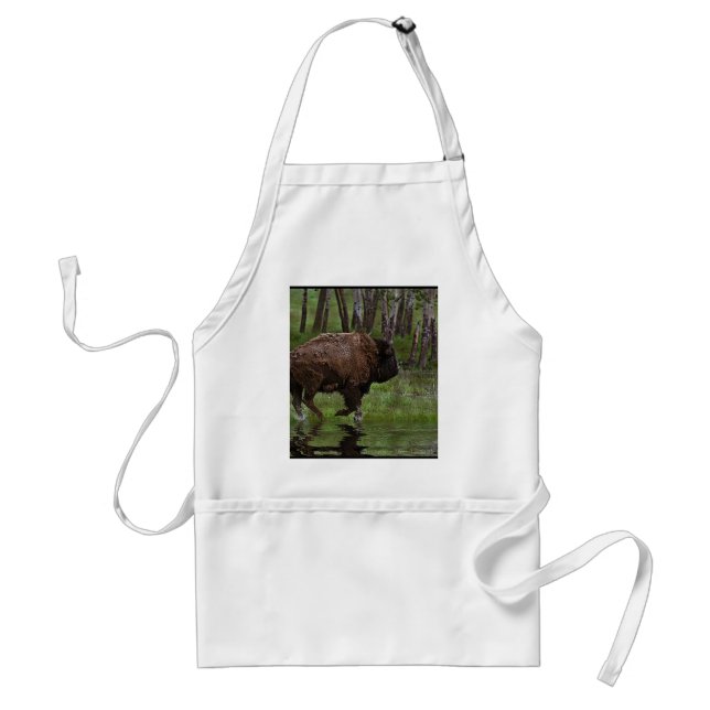 Running Buffalo & Forest, Bison-lover's Design Standard Apron (Front)