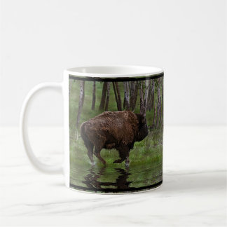 Running Buffalo & Forest Bison-lover's Designer Coffee Mug