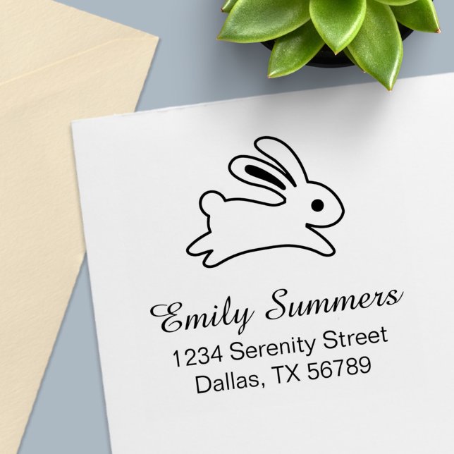 Running Bunny Rabbit Address Self-inking Stamp (Creator Uploaded)