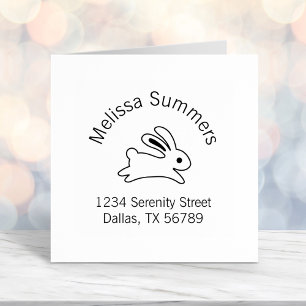 Running Bunny Rabbit Address Self-inking Stamp