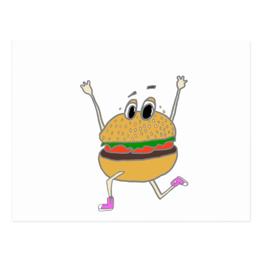 running burger postcard Zazzle.co.uk