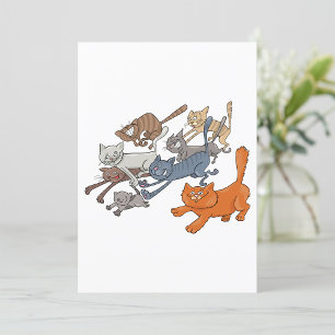 Running Cats Pattern Whimsical Kittens Invitation