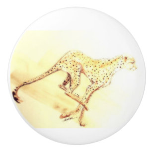 Running Cheetah Ceramic Knob