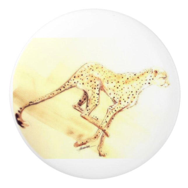 Running Cheetah Ceramic Knob (Front)