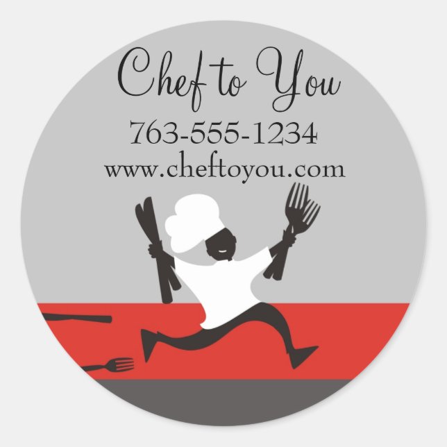 Running chef fork knives gift tag labels (Front)