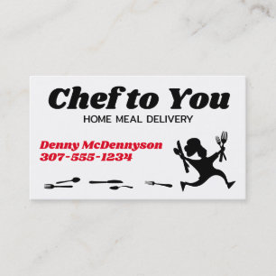 Running chef meal delivery catering business card