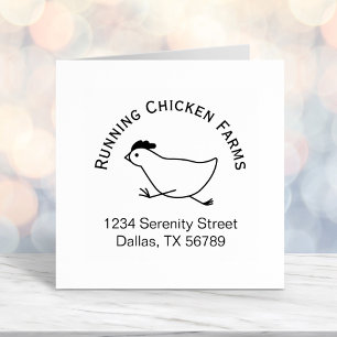 Running Chicken Business Logo Address Egg Carton Self-inking Stamp