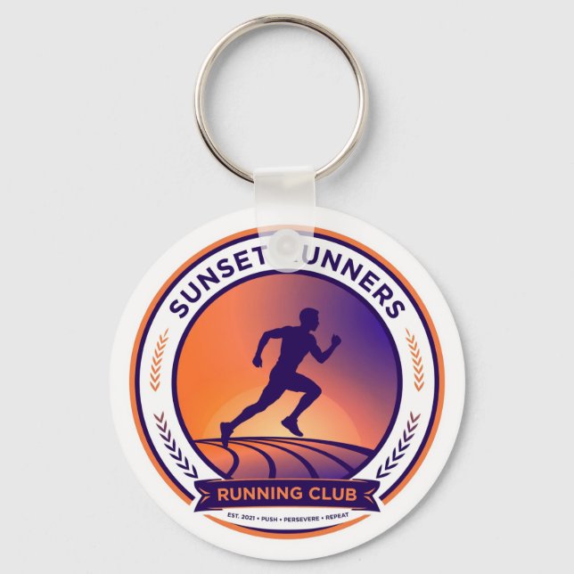 Running Club Sunset Runner Keychain (Front)