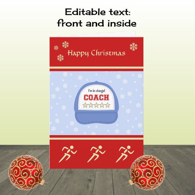 Running coach christmas holidays custom greeting holiday card (Creator Uploaded)