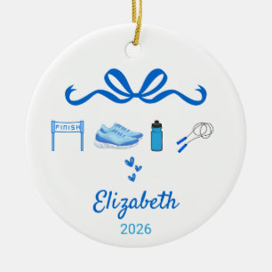 Running Coquette Ornament, Half Marathon Gift Ceramic Tree Decoration