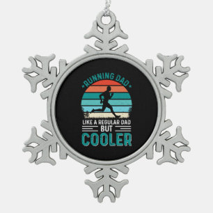 Running Dad Snowflake Pewter Christmas Ornament