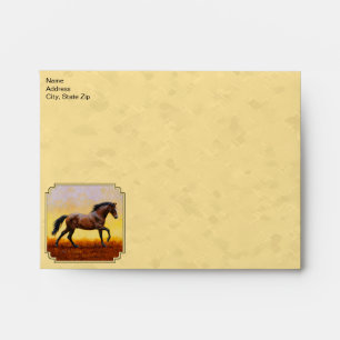 Running Dark Bay Horse Yellow Envelopes