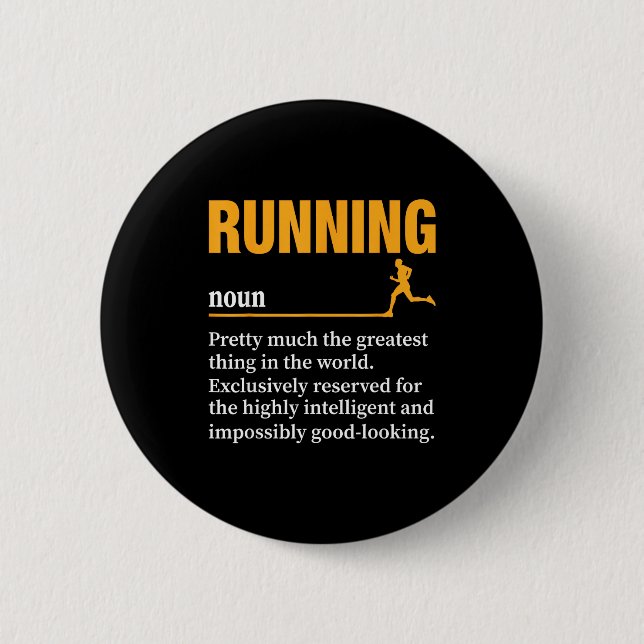 Running Definition Humor Marathon Funny Athlete Ru 6 Cm Round Badge (Front)