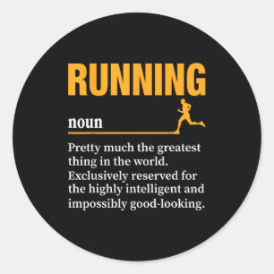 Running Definition Humor Marathon Funny Athlete Ru Classic Round Sticker