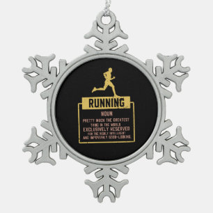 Running Definition Snowflake Pewter Christmas Ornament