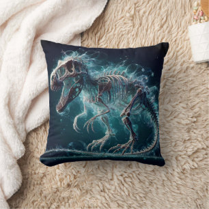 Running Dinosaur Skeleton in Dreamy Land Cushion