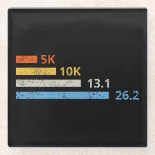 Running Distances I - 5K 10K 13.1 26.2 Marathoner Glass Coaster