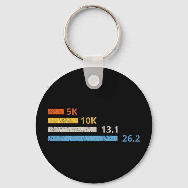 Running Distances I - 5K 10K 13.1 26.2 Marathoner Key Ring (Front)