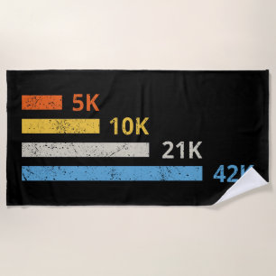 Running Distances II - 5K 10K 21K 42K Marathoner Beach Towel