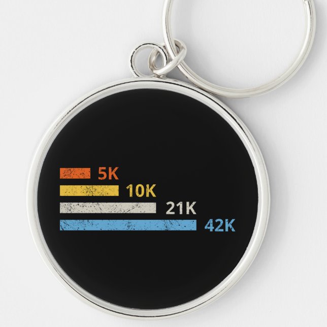 Running Distances II - 5K 10K 21K 42K Marathoner Key Ring (Front)