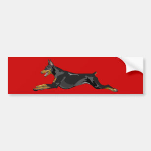 Running Doberman, Black Bumper Sticker