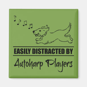 Running Dog Easily Distracted by Autoharp Players Magnet