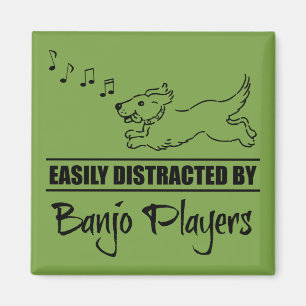 Running Dog Easily Distracted by Banjo Players Magnet