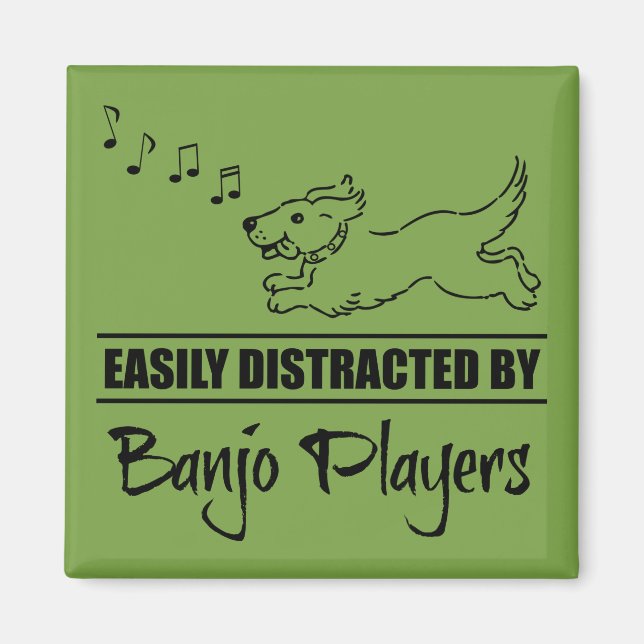 Running Dog Easily Distracted by Banjo Players Magnet (Front)