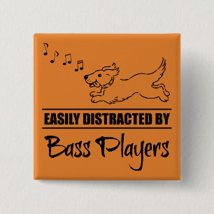 Running Dog Easily Distracted by Bass Players 15 Cm Square Badge