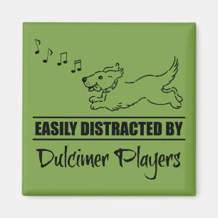 Running Dog Easily Distracted by Dulcimer Players Magnet