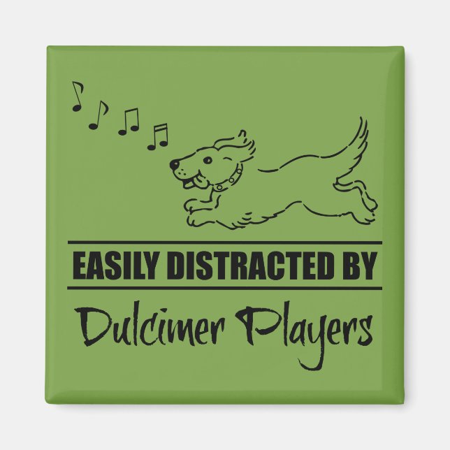 Running Dog Easily Distracted by Dulcimer Players Magnet (Front)