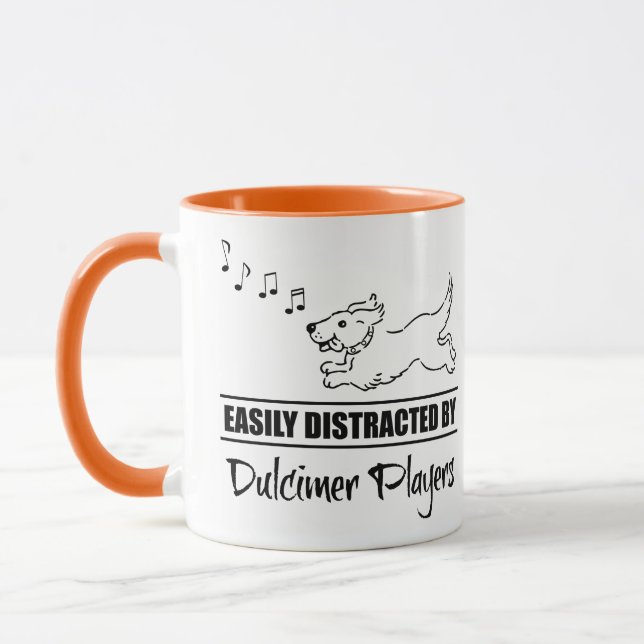 Running Dog Easily Distracted by Dulcimer Players Mug (Left)