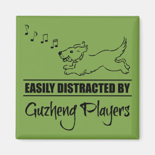 Running Dog Easily Distracted by Guzheng Players Magnet