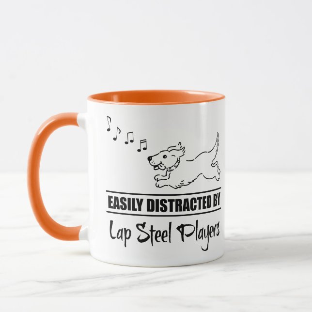 Running Dog Easily Distracted by Lap Steel Players Mug (Left)