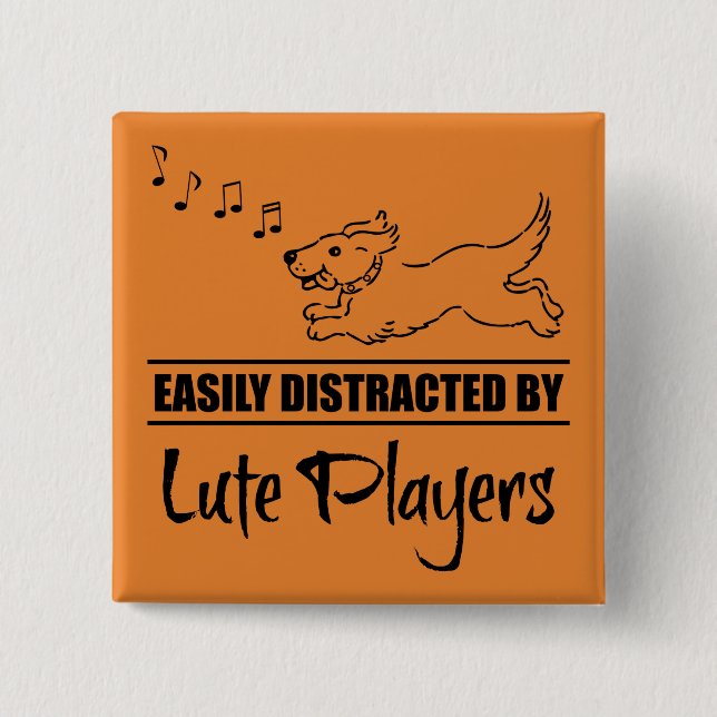 Running Dog Easily Distracted by Lute Players 15 Cm Square Badge (Front)