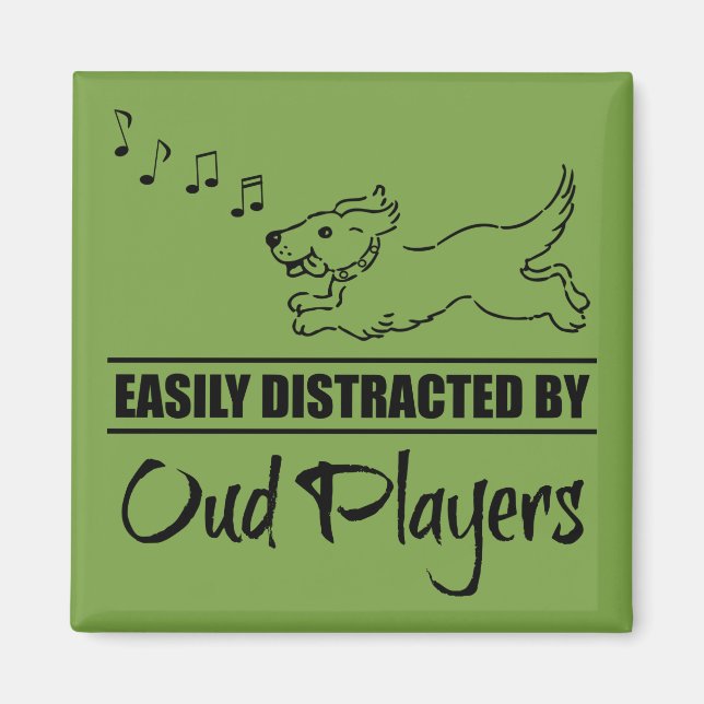 Running Dog Easily Distracted by Oud Players Magnet (Front)