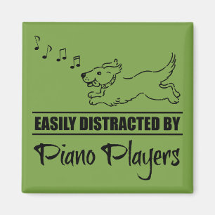 Running Dog Easily Distracted by Piano Players Magnet