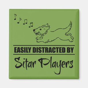 Running Dog Easily Distracted by Sitar Players Magnet