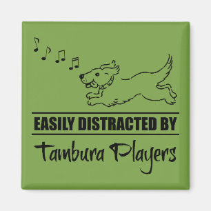 Running Dog Easily Distracted by Tambura Players Magnet
