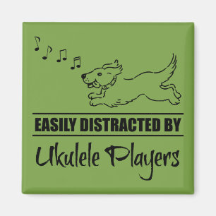 Running Dog Easily Distracted by Ukulele Players Magnet