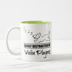 Running Dog Easily Distracted by Violin Players Two-Tone Coffee Mug