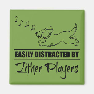 Running Dog Easily Distracted by Zither Players Magnet