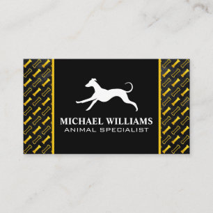 Running Dog Logo Golden Bones Pattern Business Card
