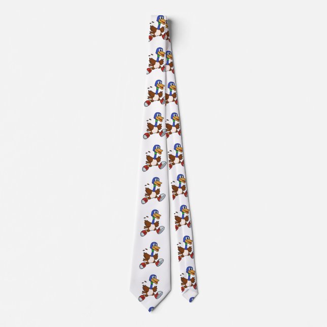 Running duck cartoon | choose background colour tie (Front)